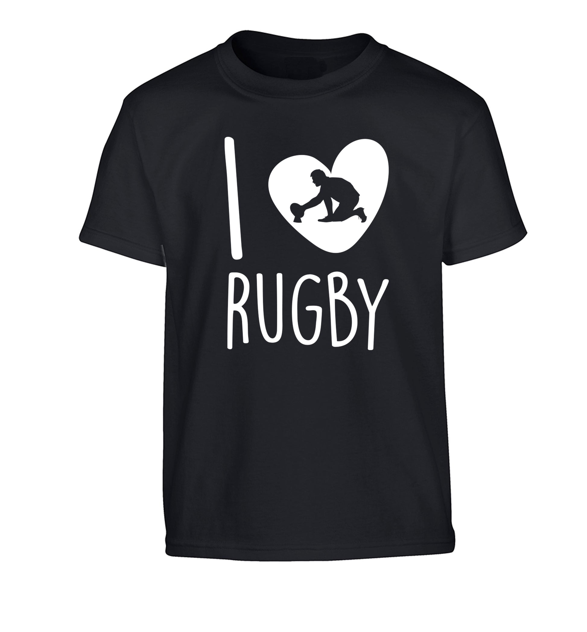 I love rugby Children's black Tshirt 12-13 Years