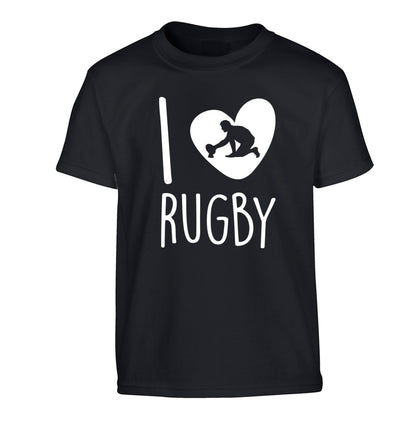 I love rugby Children's black Tshirt 12-13 Years
