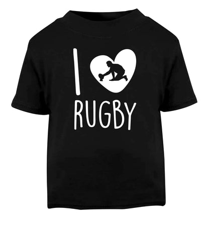 I love rugby Black Baby Toddler Tshirt 2 years