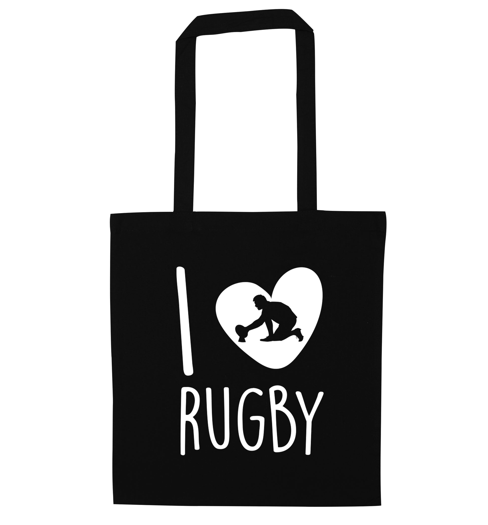 I love rugby black tote bag