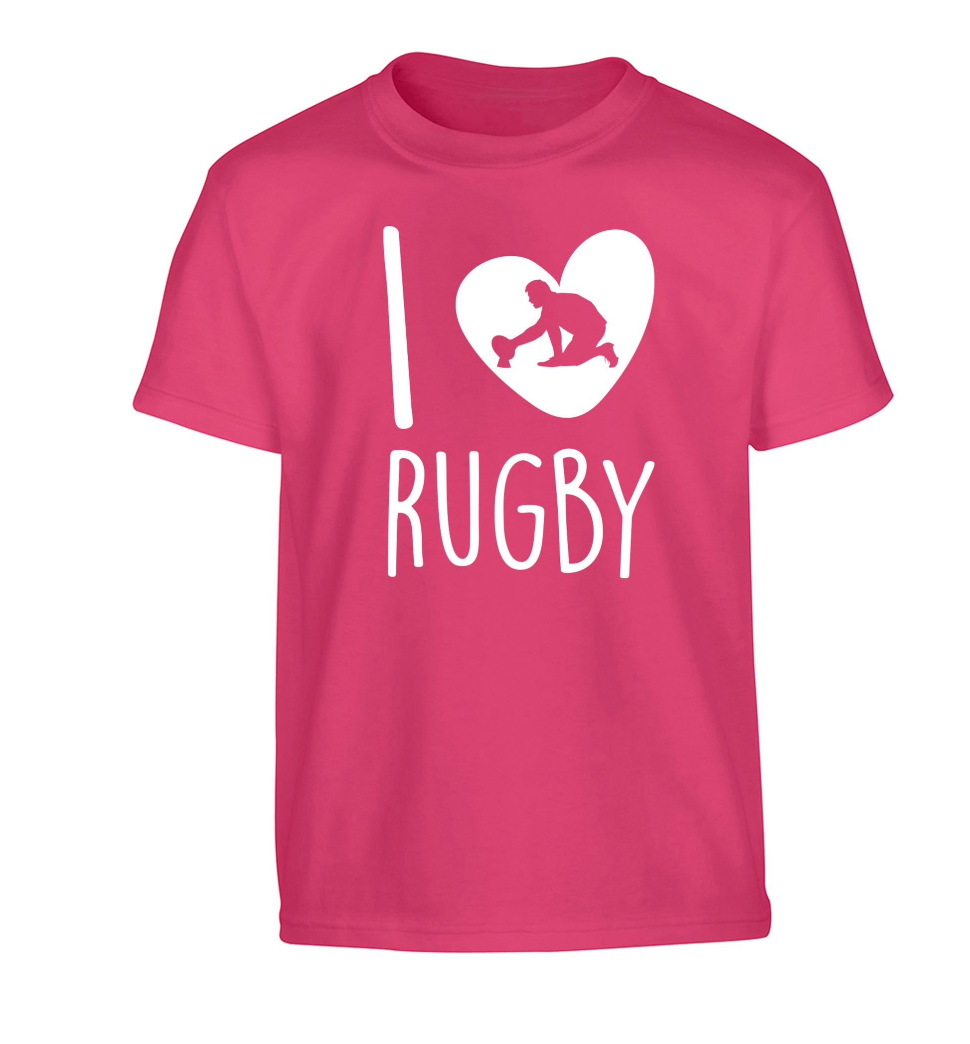 I love rugby Children's pink Tshirt 12-13 Years
