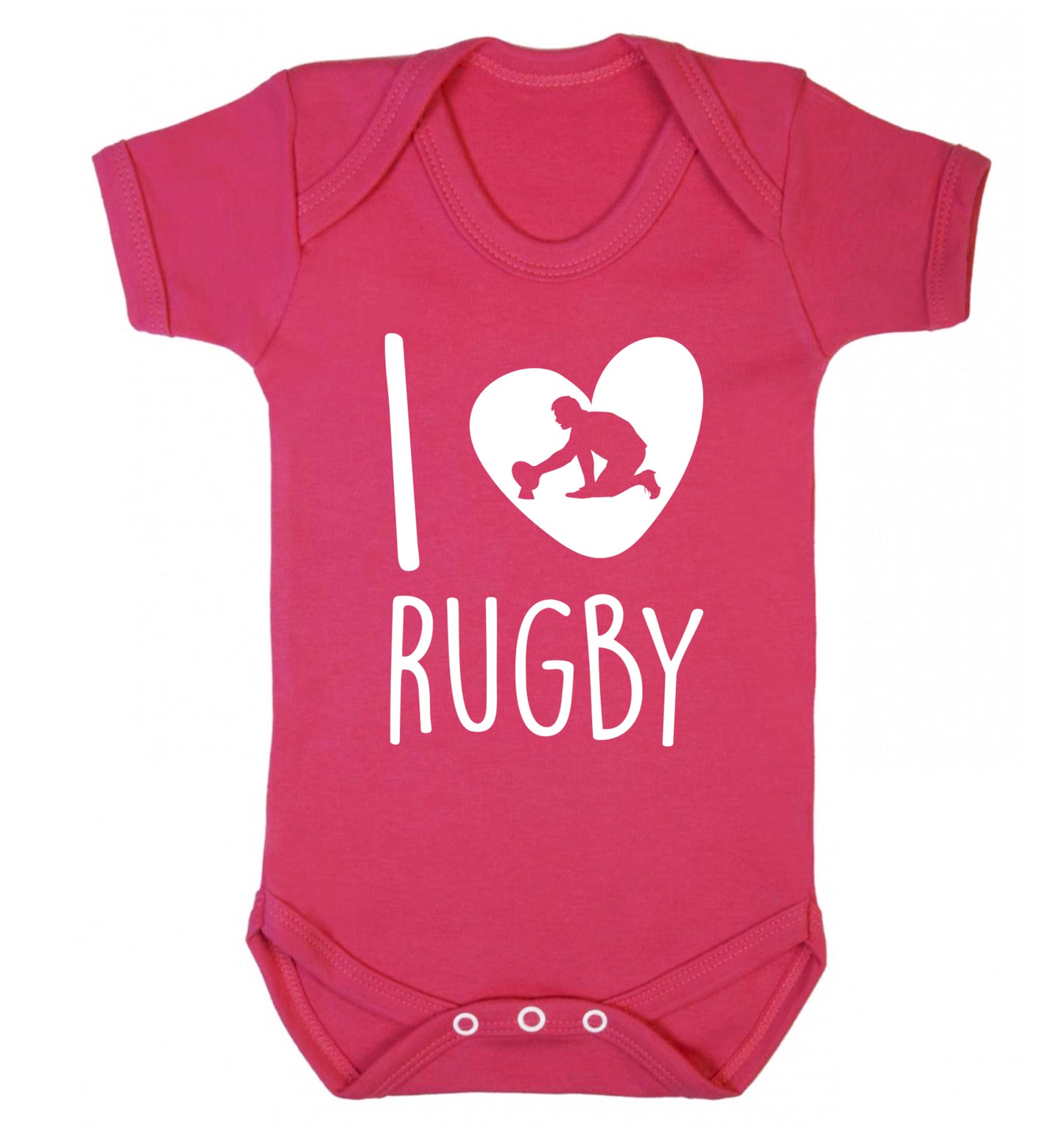 I love rugby Baby Vest dark pink 18-24 months