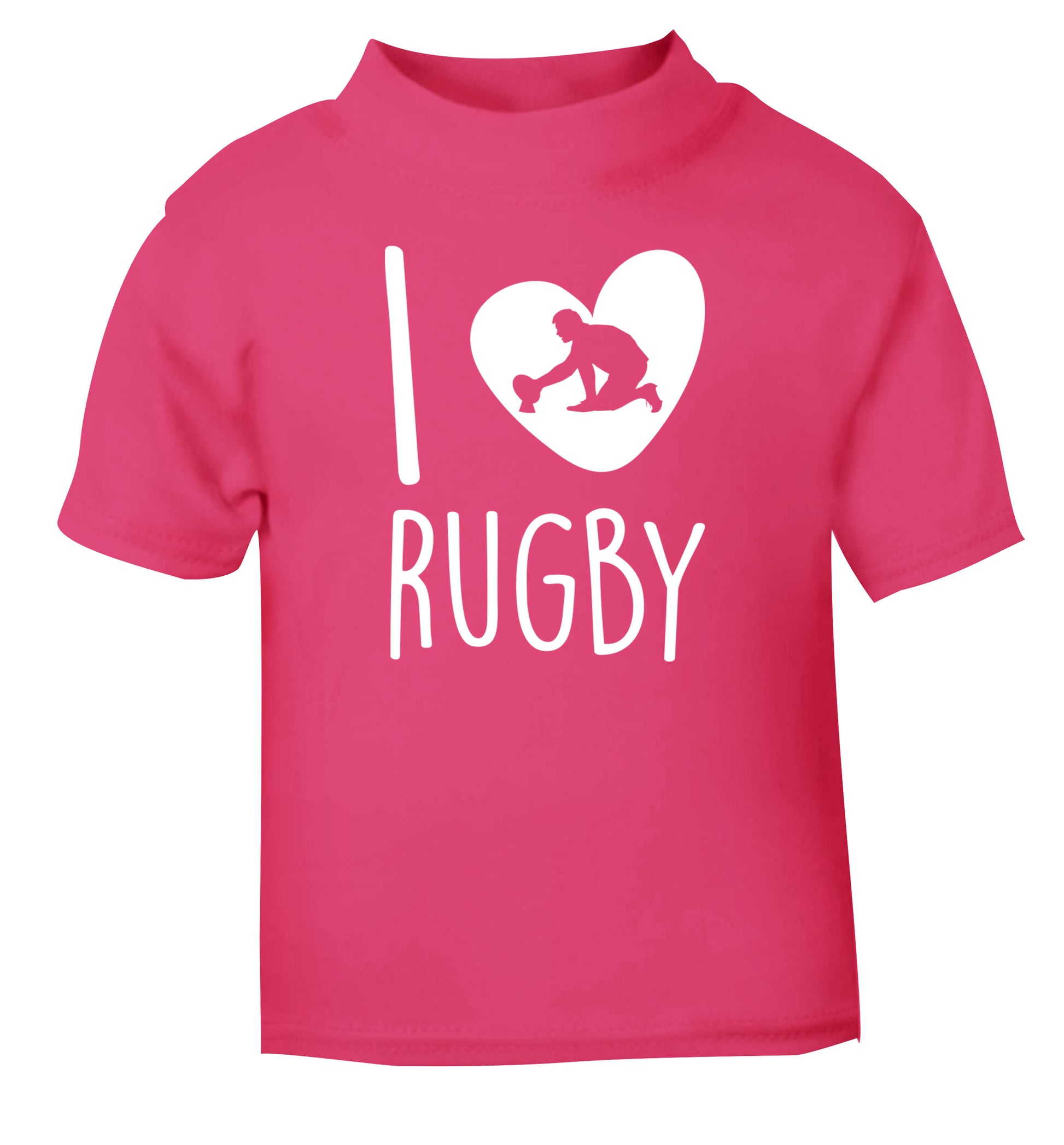 I love rugby pink Baby Toddler Tshirt 2 Years