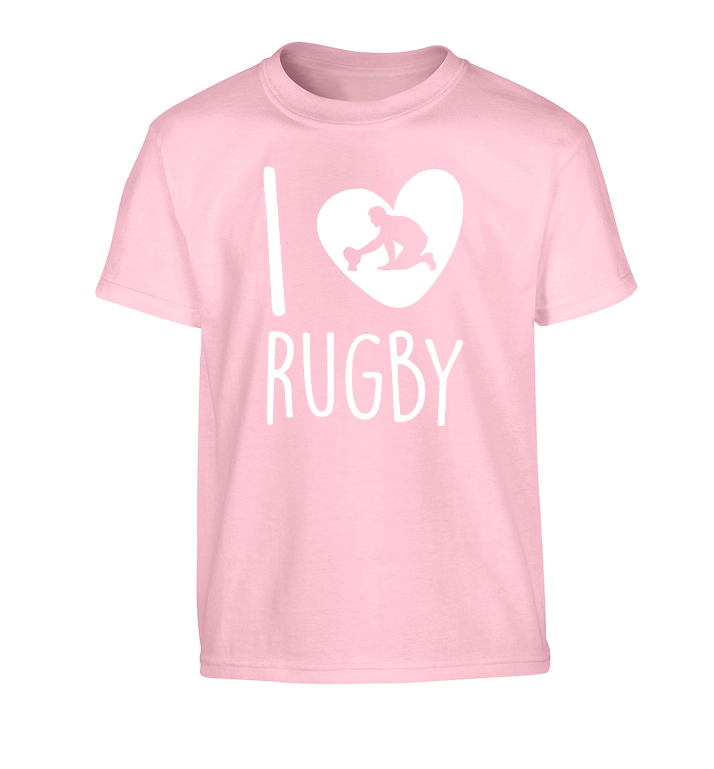 I love rugby Children's light pink Tshirt 12-13 Years