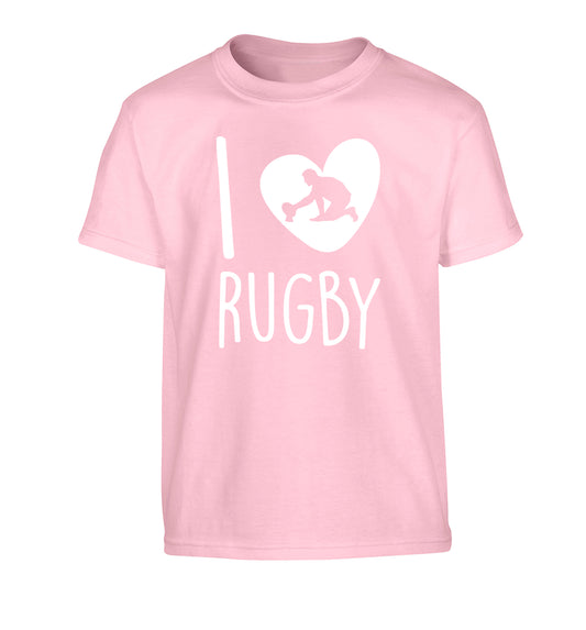 I love rugby Children's light pink Tshirt 12-13 Years