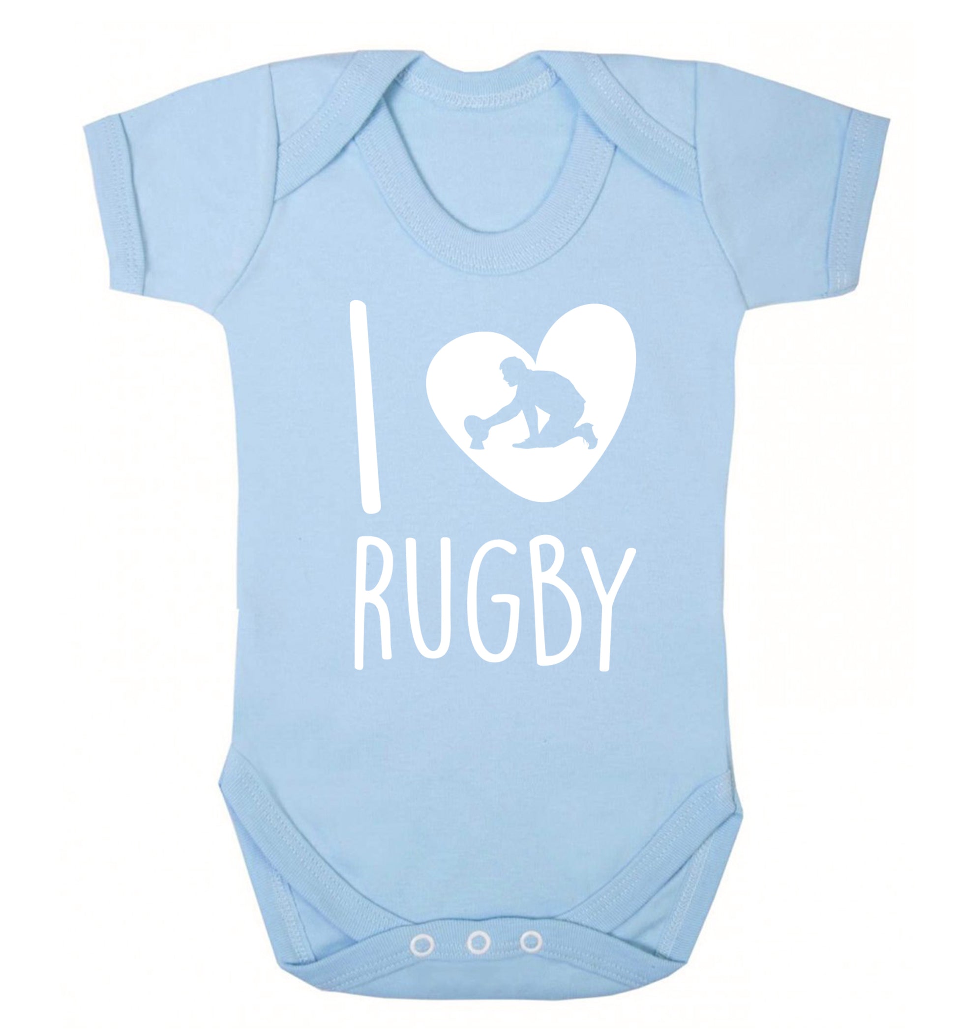 I love rugby Baby Vest pale blue 18-24 months