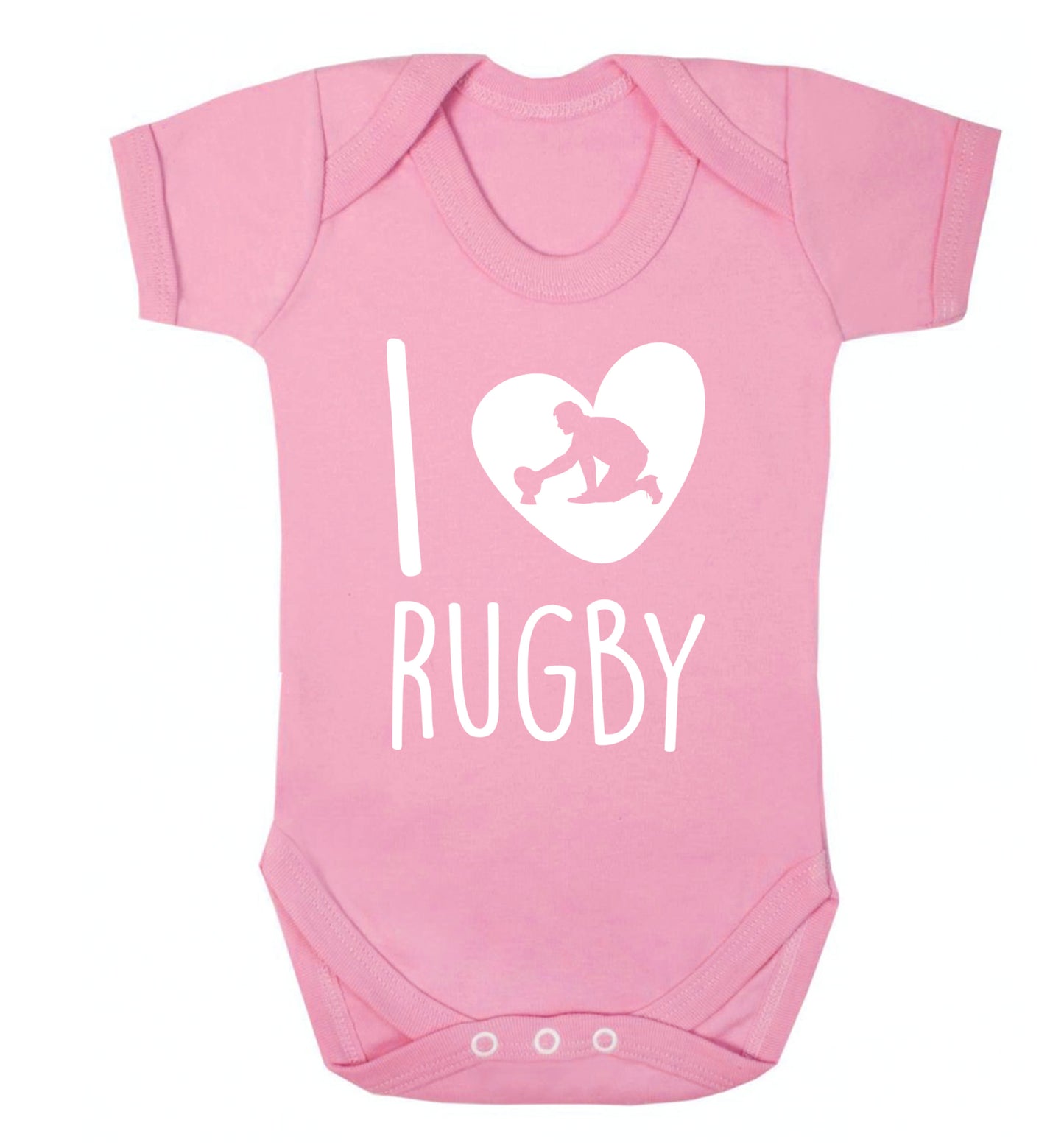 I love rugby Baby Vest pale pink 18-24 months