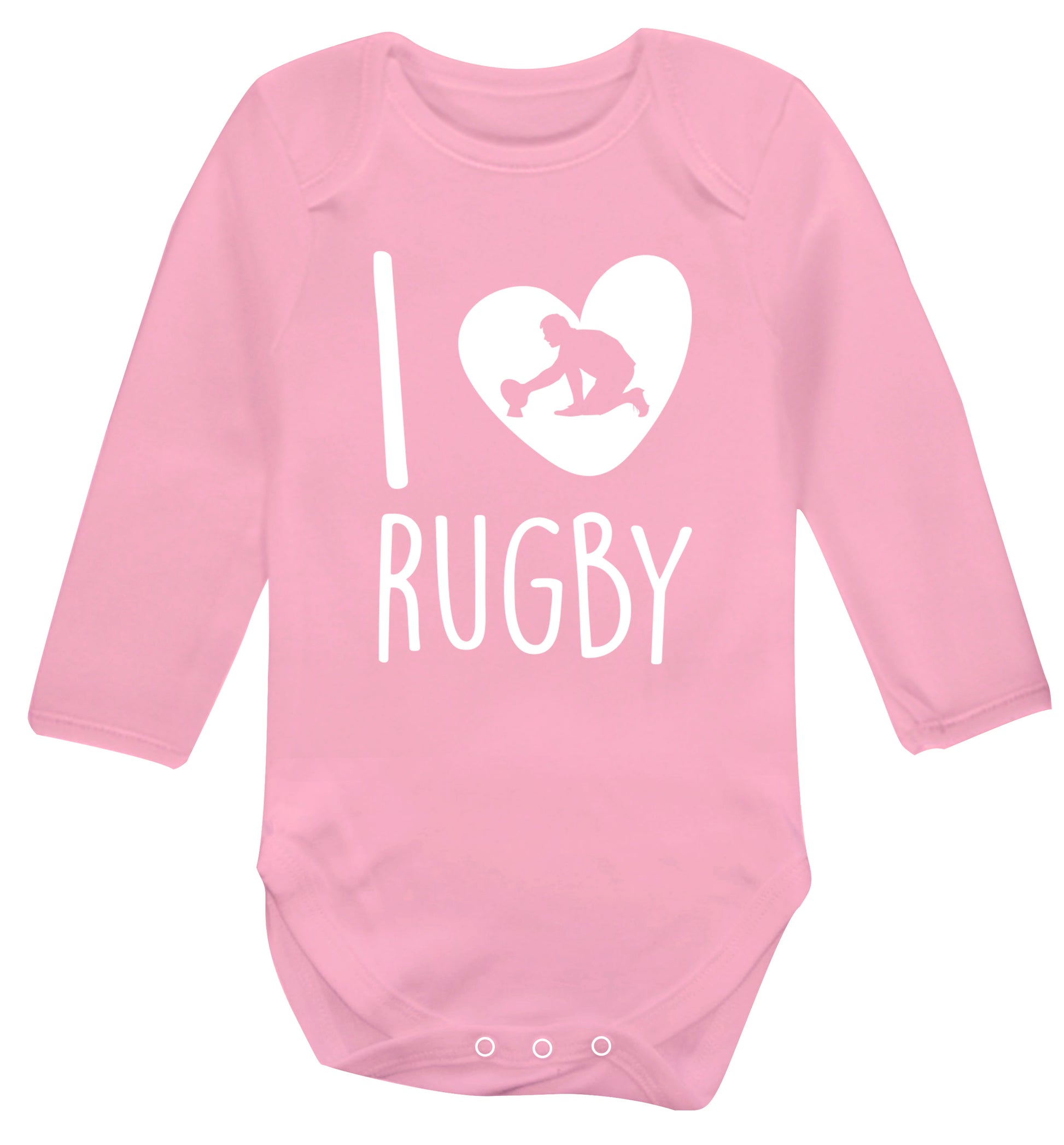 I love rugby Baby Vest long sleeved pale pink 6-12 months