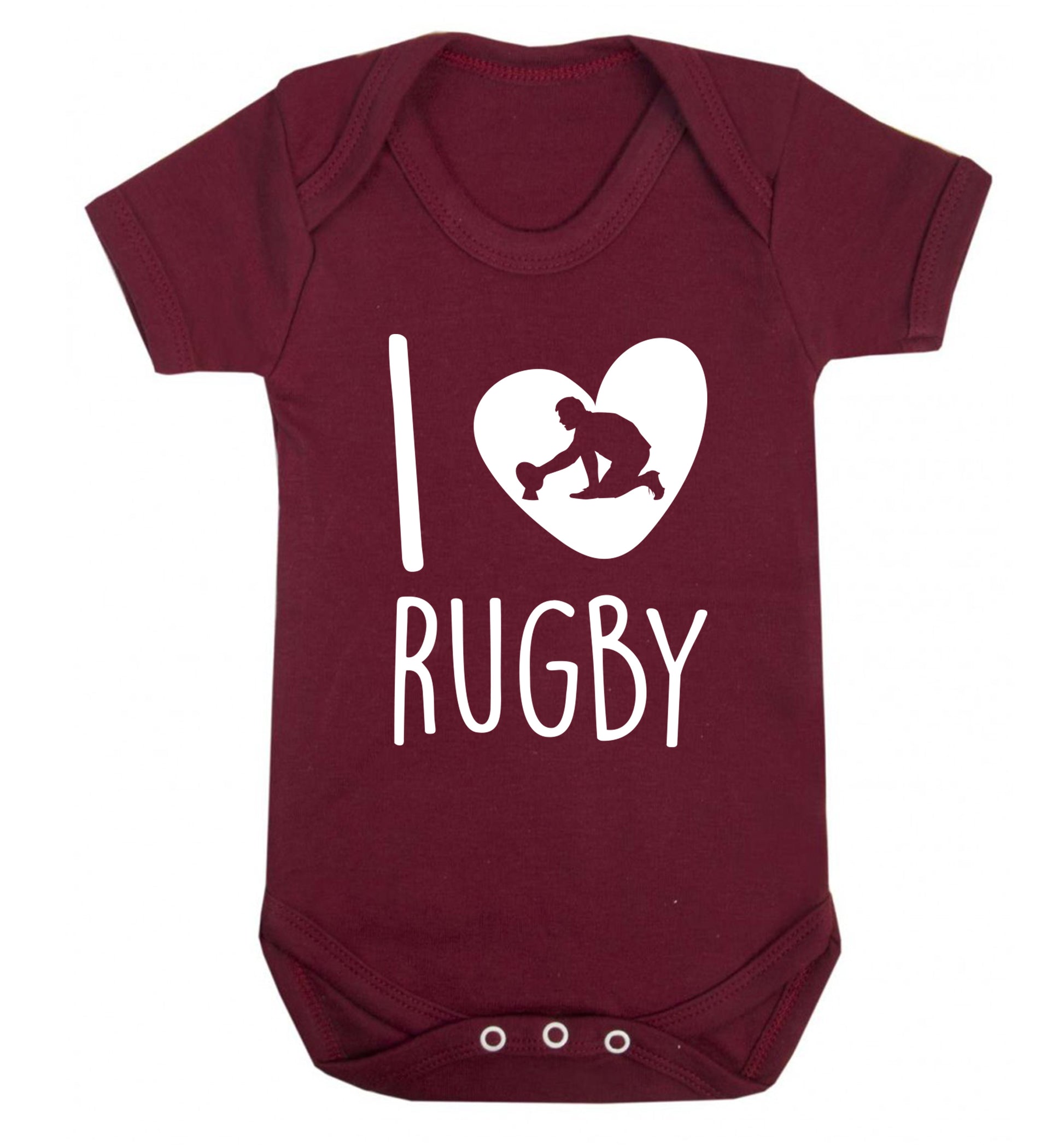 I love rugby Baby Vest maroon 18-24 months