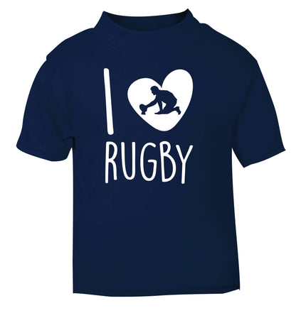 I love rugby navy Baby Toddler Tshirt 2 Years