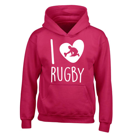 I love rugby children's pink hoodie 12-13 Years
