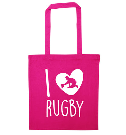 I love rugby pink tote bag