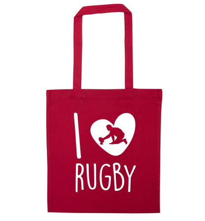 I love rugby red tote bag