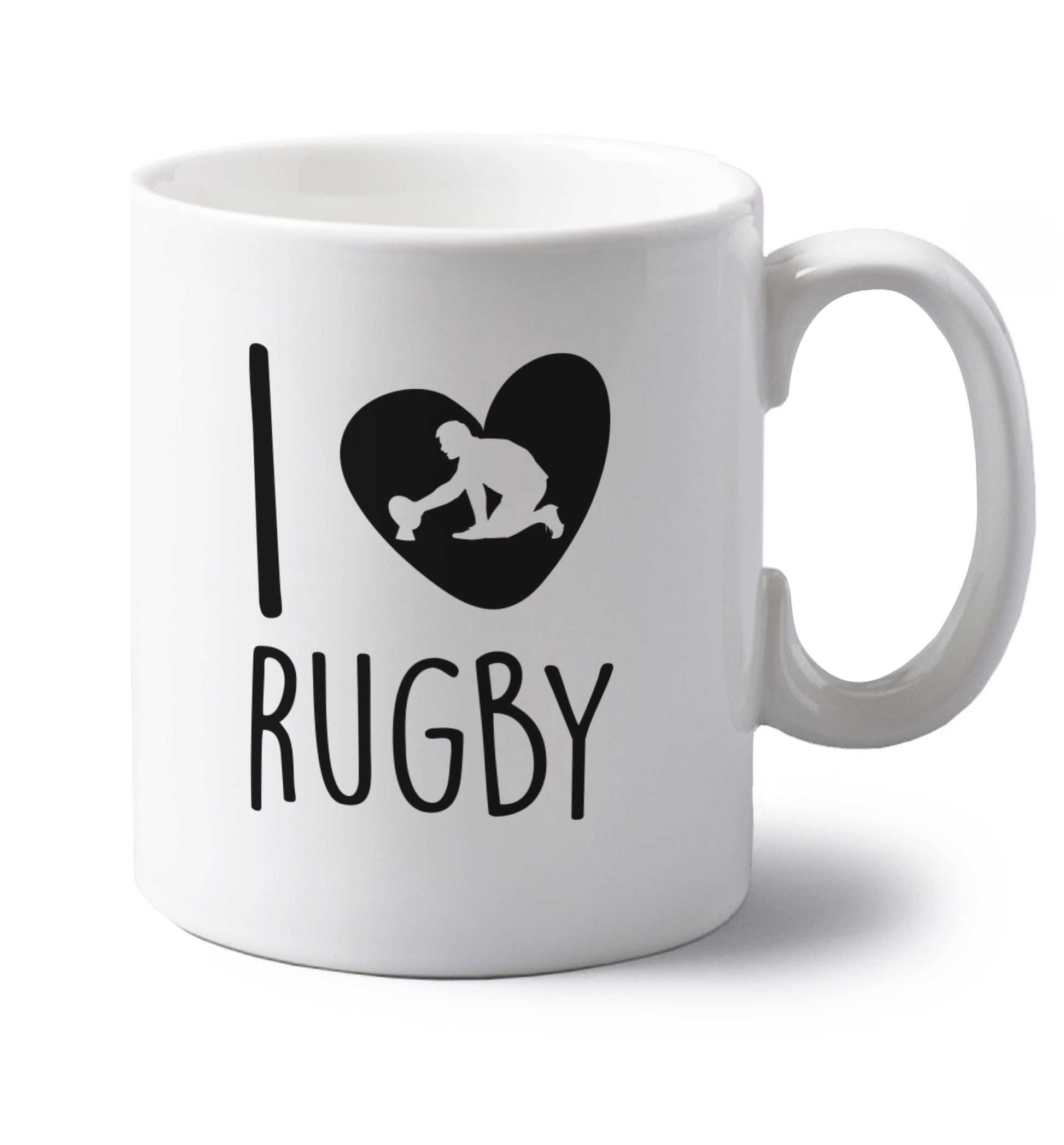 I love rugby left handed white ceramic mug 