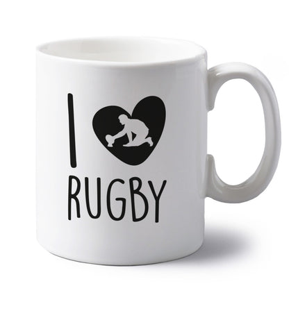 I love rugby left handed white ceramic mug 