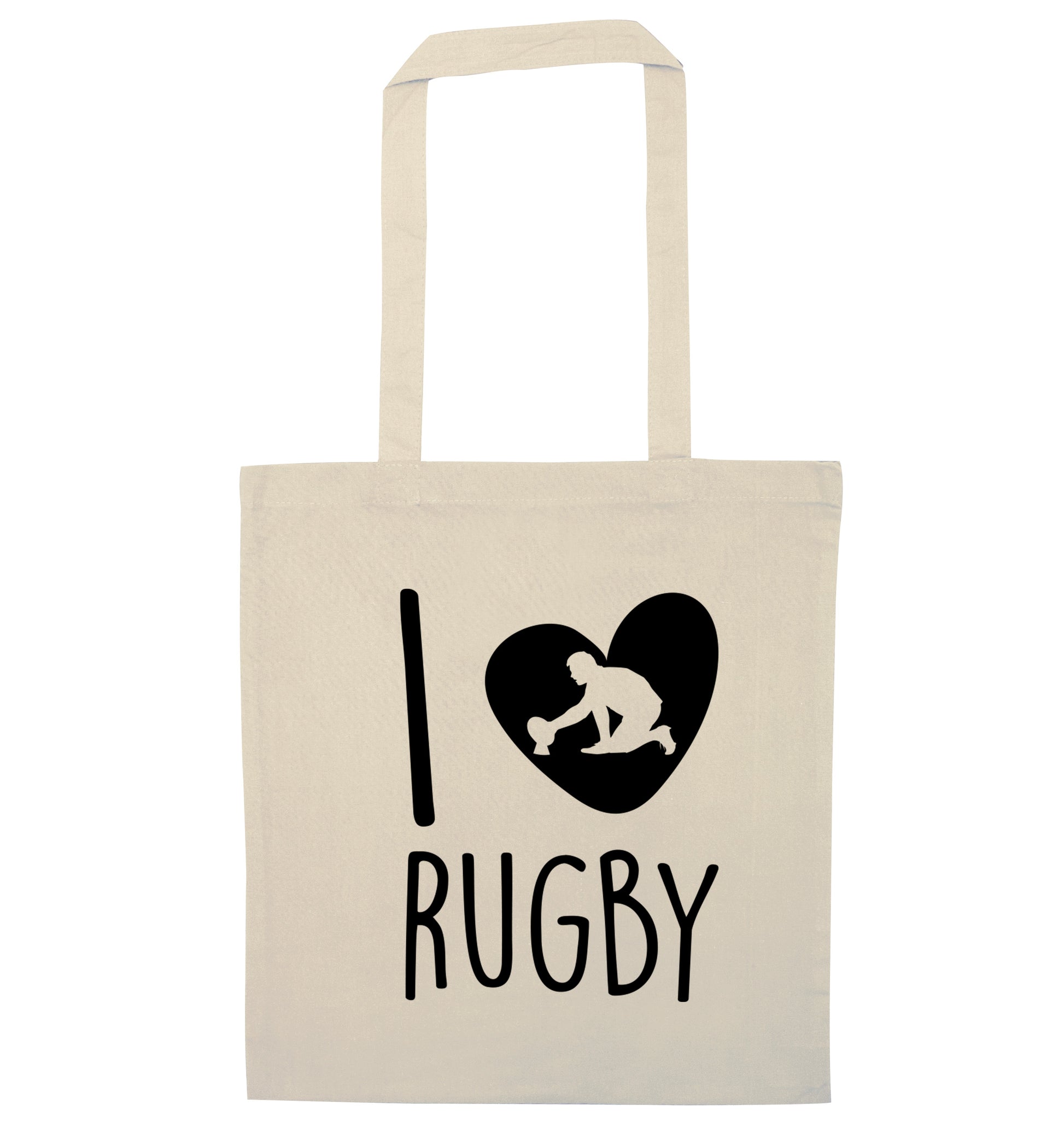 I love rugby natural tote bag