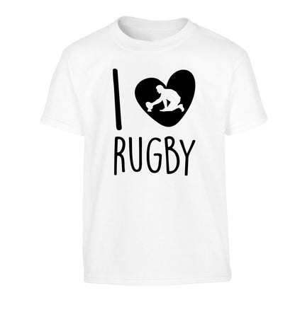 I love rugby Children's white Tshirt 12-13 Years