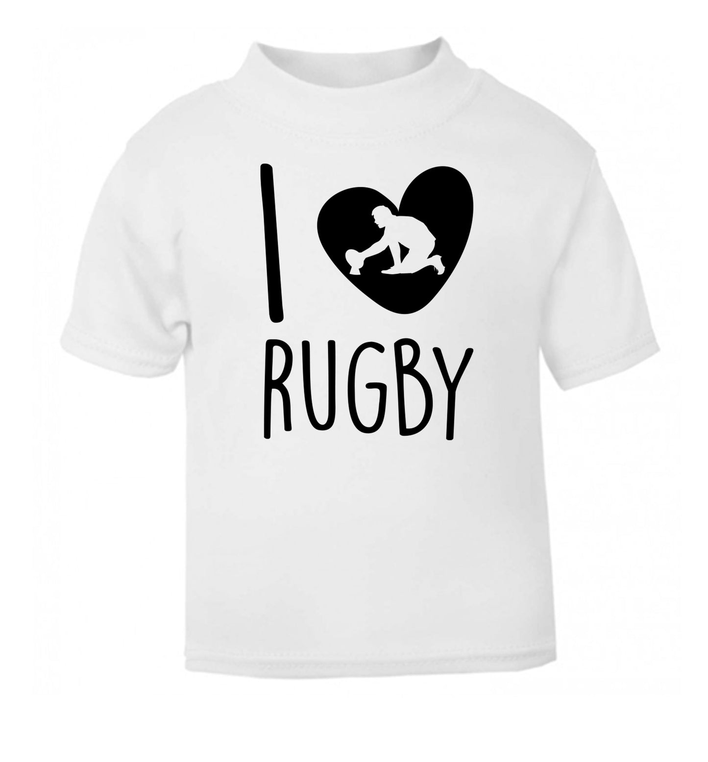 I love rugby white Baby Toddler Tshirt 2 Years