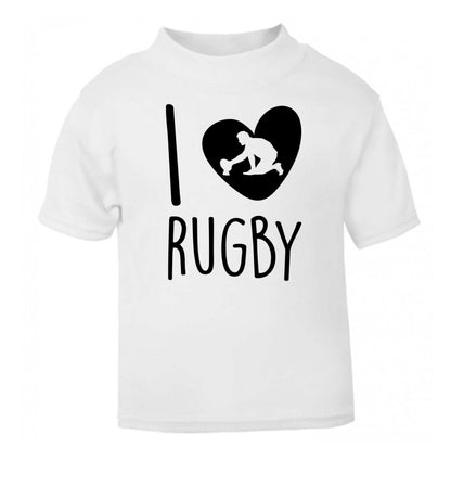 I love rugby white Baby Toddler Tshirt 2 Years
