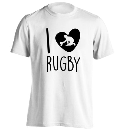 I love rugby adults unisex white Tshirt 2XL