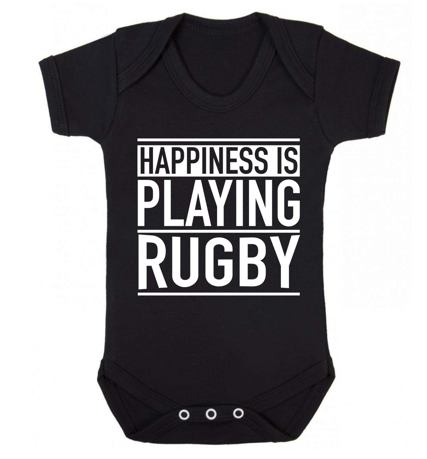 Happiness is playing rugby Baby Vest black 18-24 months