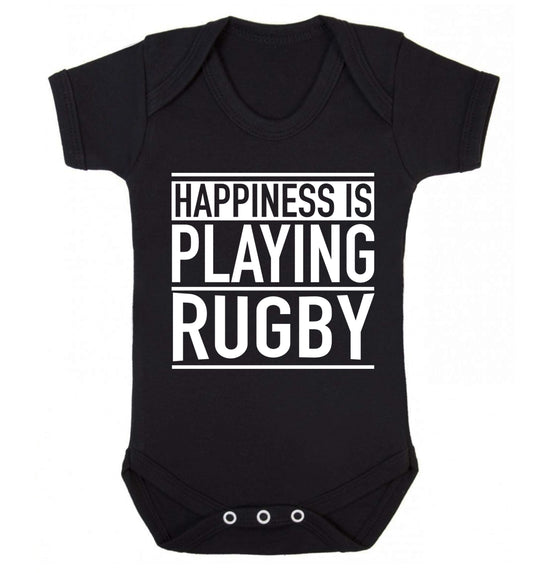 Happiness is playing rugby Baby Vest black 18-24 months