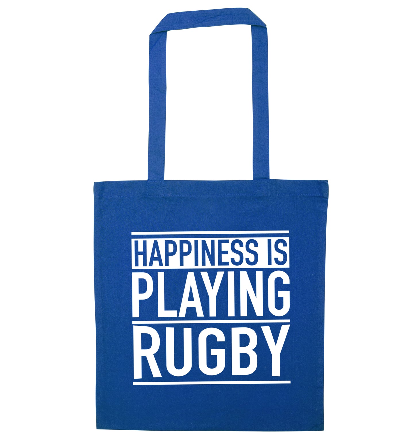 Happiness is playing rugby blue tote bag