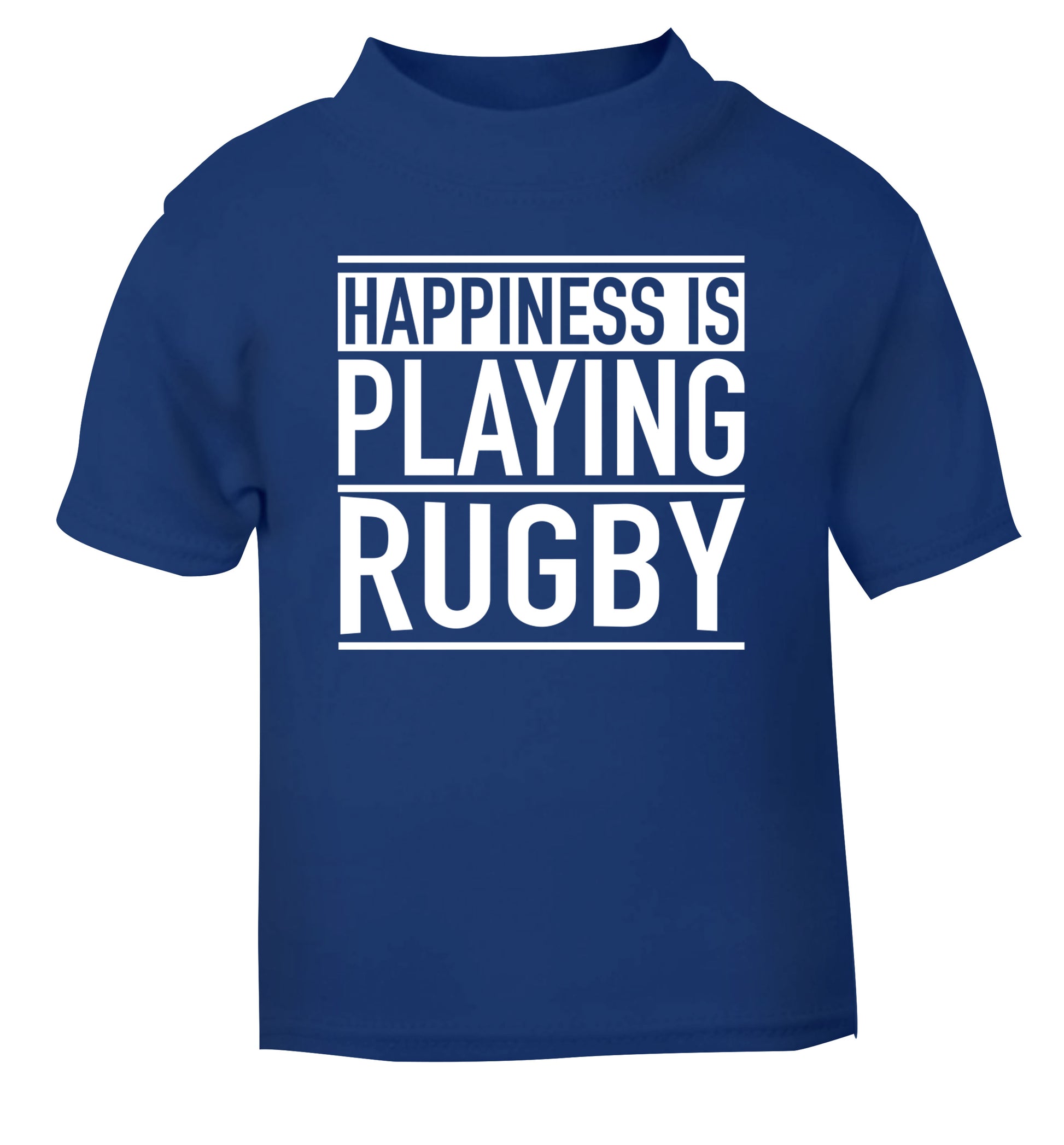 Happiness is playing rugby blue Baby Toddler Tshirt 2 Years