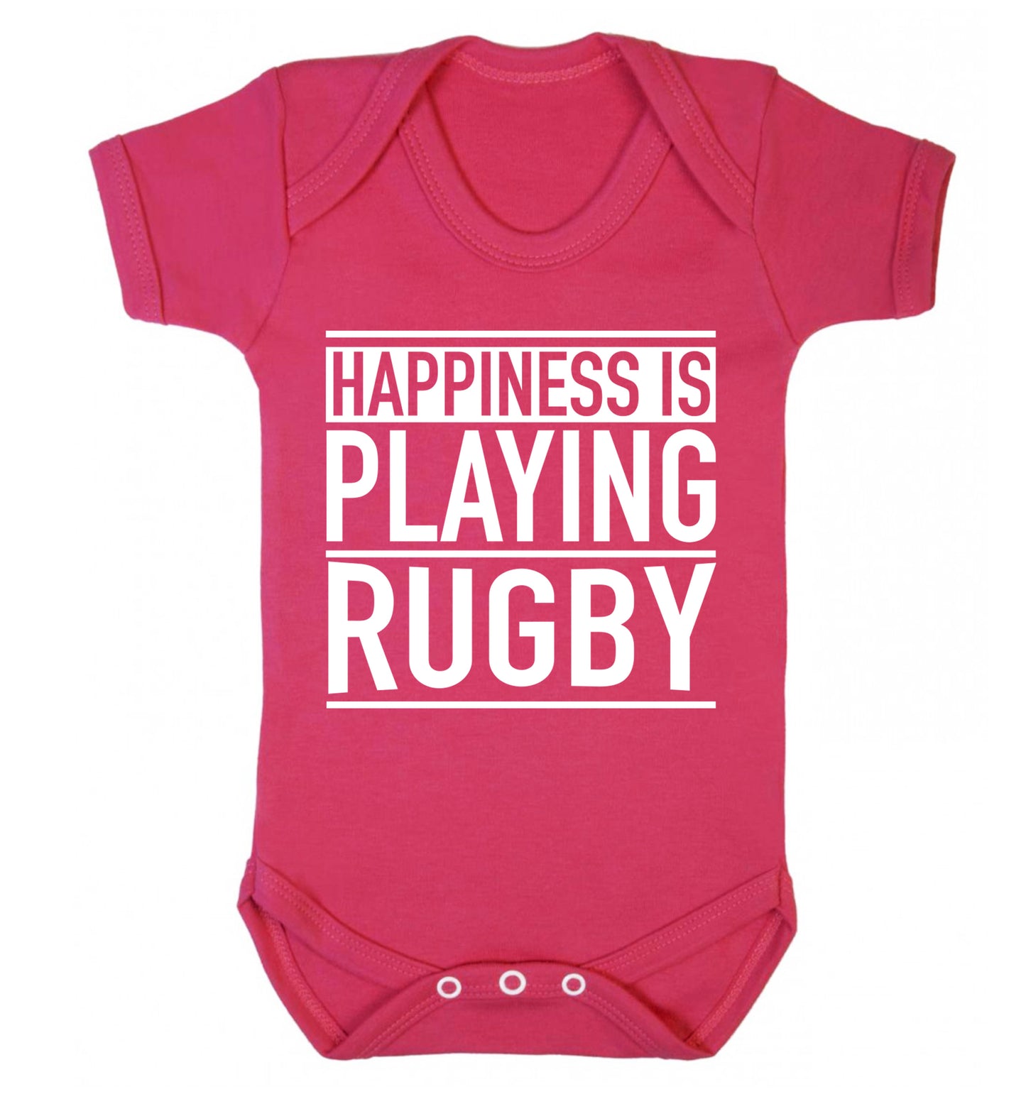 Happiness is playing rugby Baby Vest dark pink 18-24 months