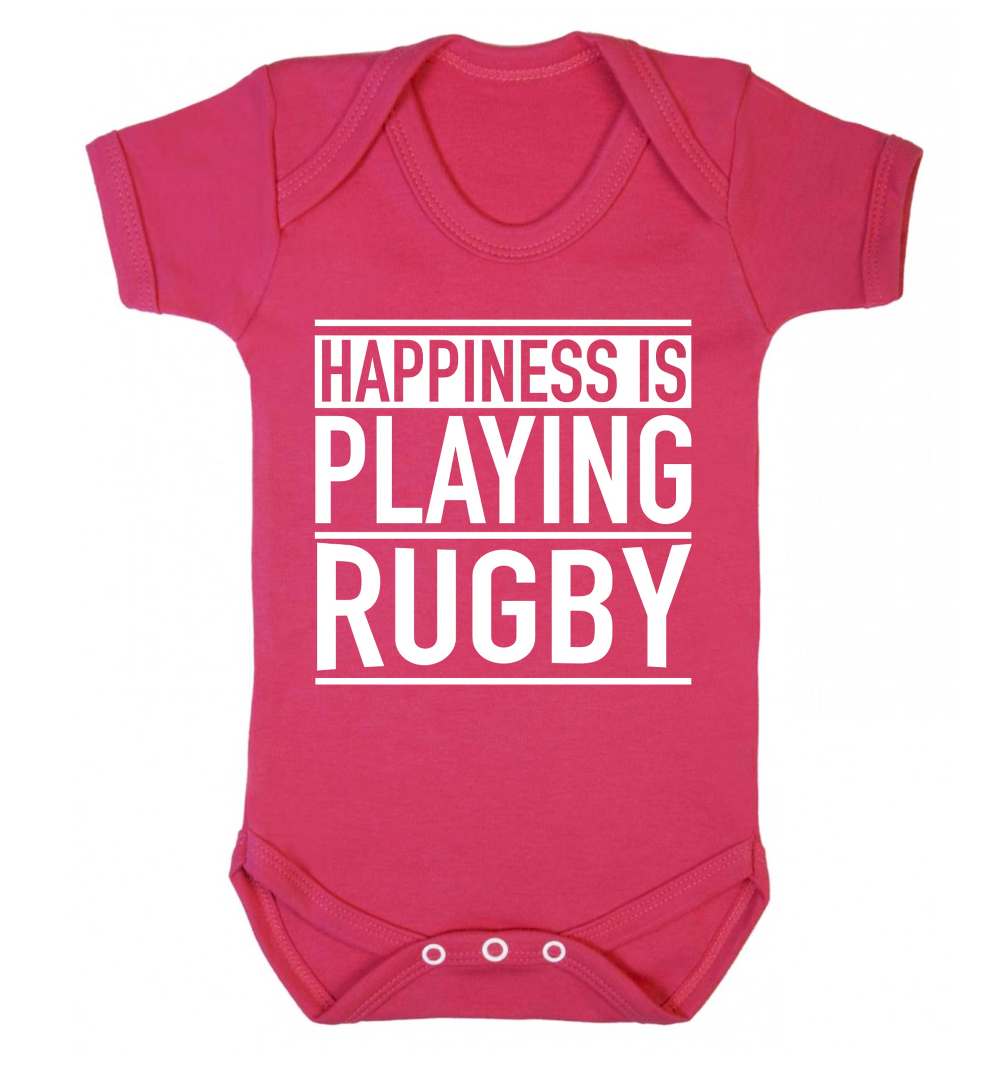 Happiness is playing rugby Baby Vest dark pink 18-24 months