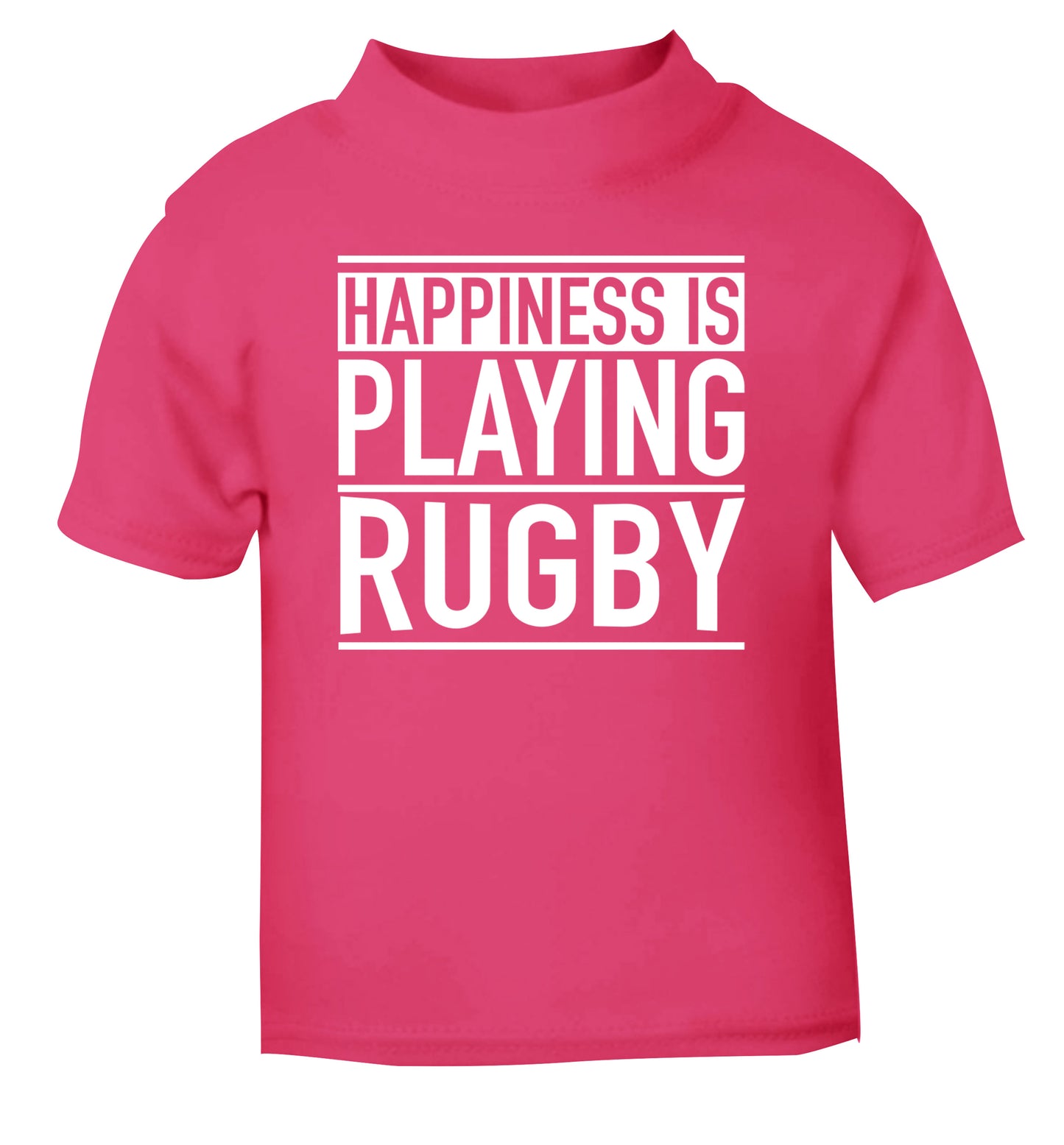 Happiness is playing rugby pink Baby Toddler Tshirt 2 Years