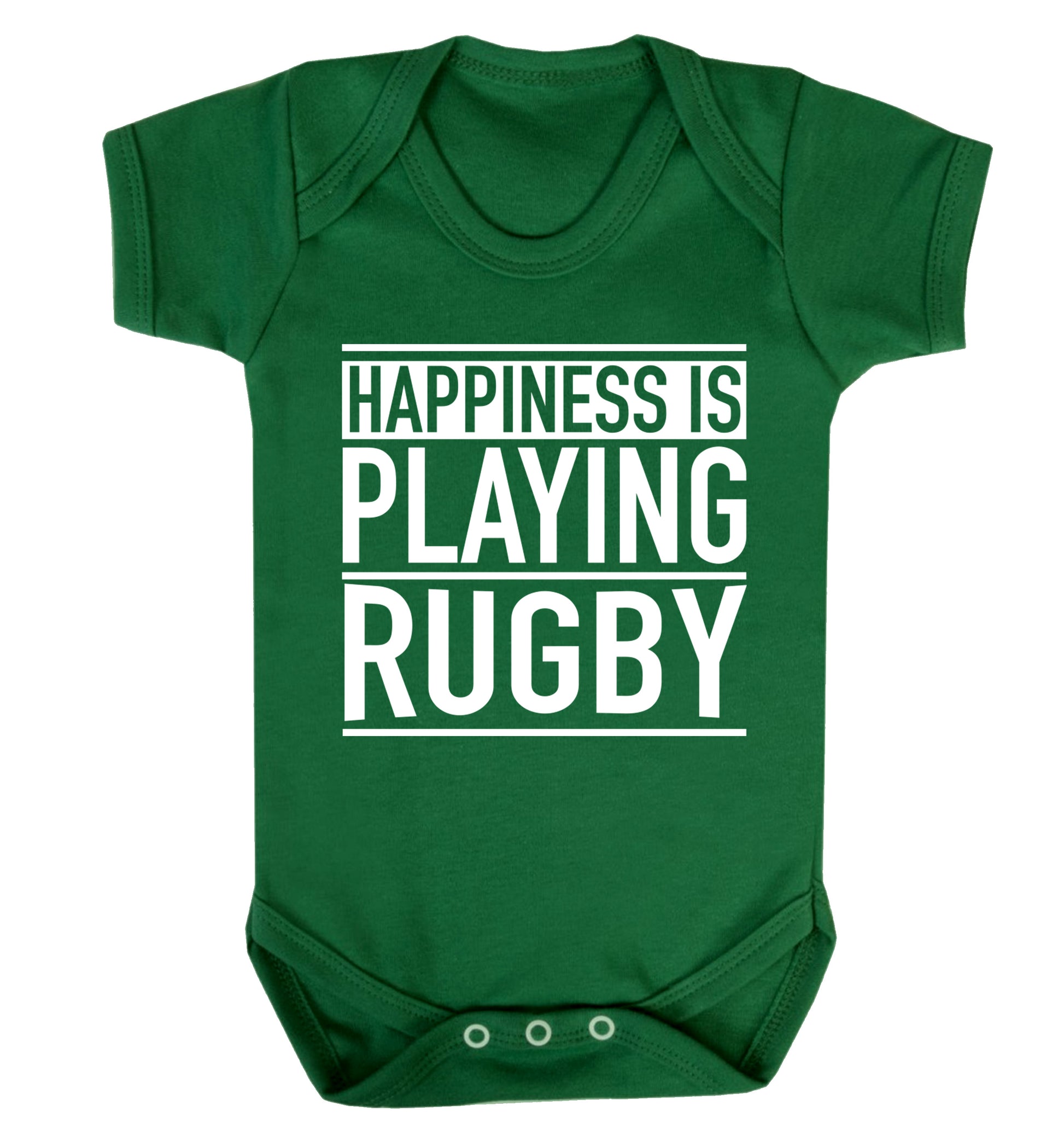 Happiness is playing rugby Baby Vest green 18-24 months