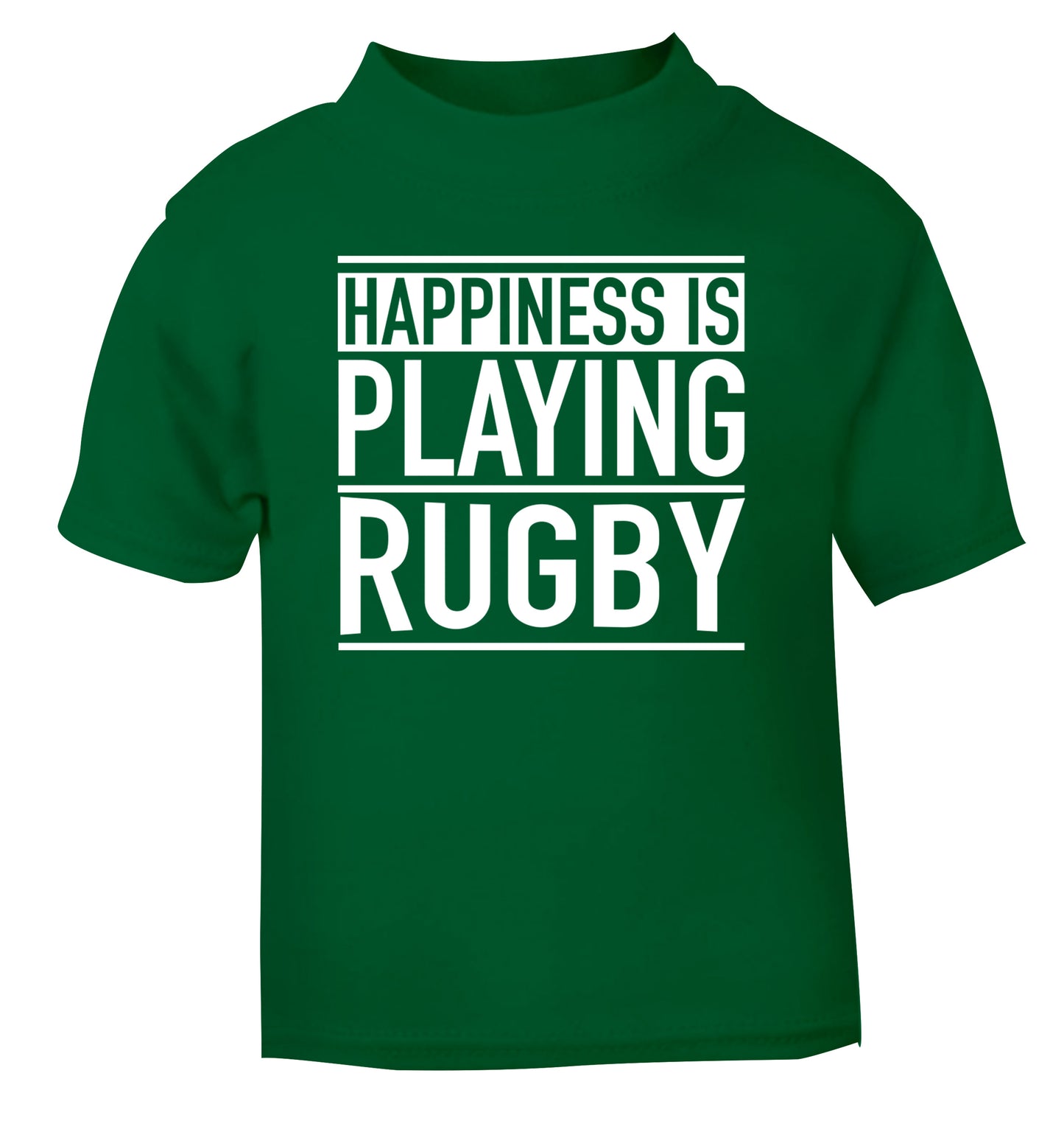 Happiness is playing rugby green Baby Toddler Tshirt 2 Years