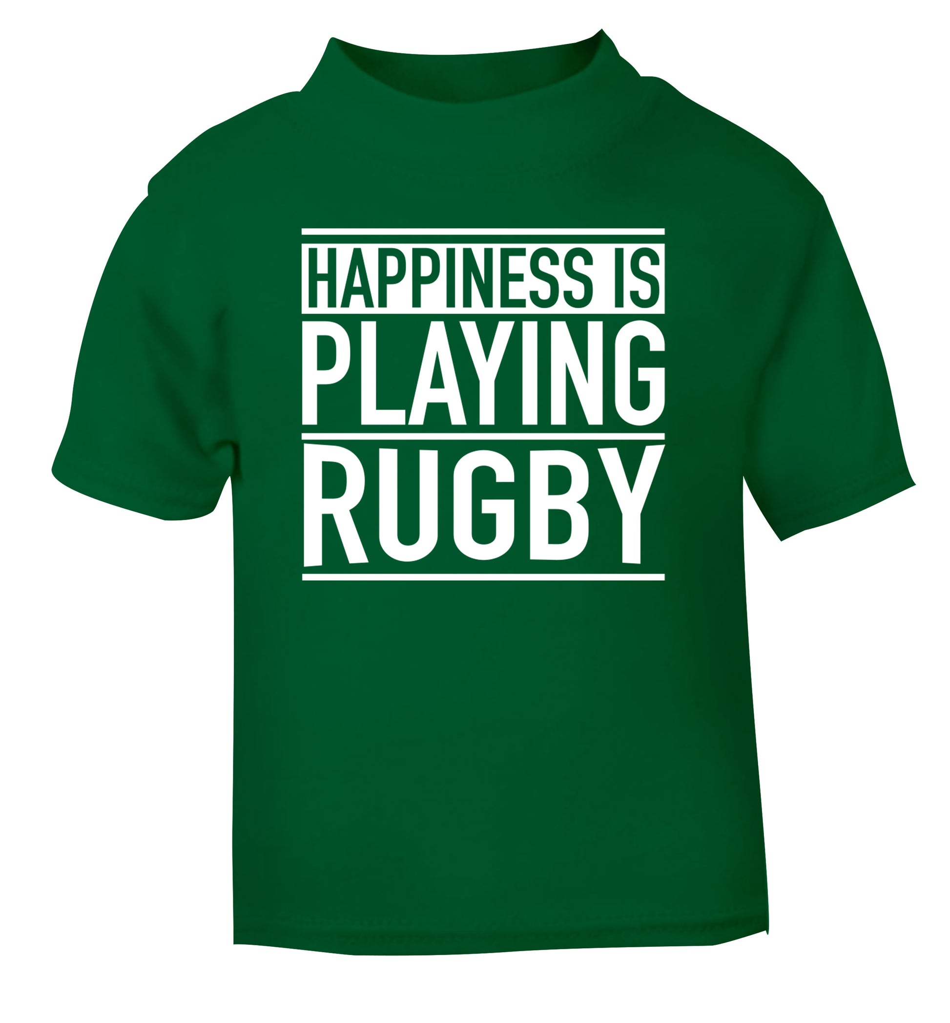 Happiness is playing rugby green Baby Toddler Tshirt 2 Years