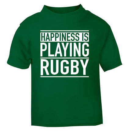 Happiness is playing rugby green Baby Toddler Tshirt 2 Years