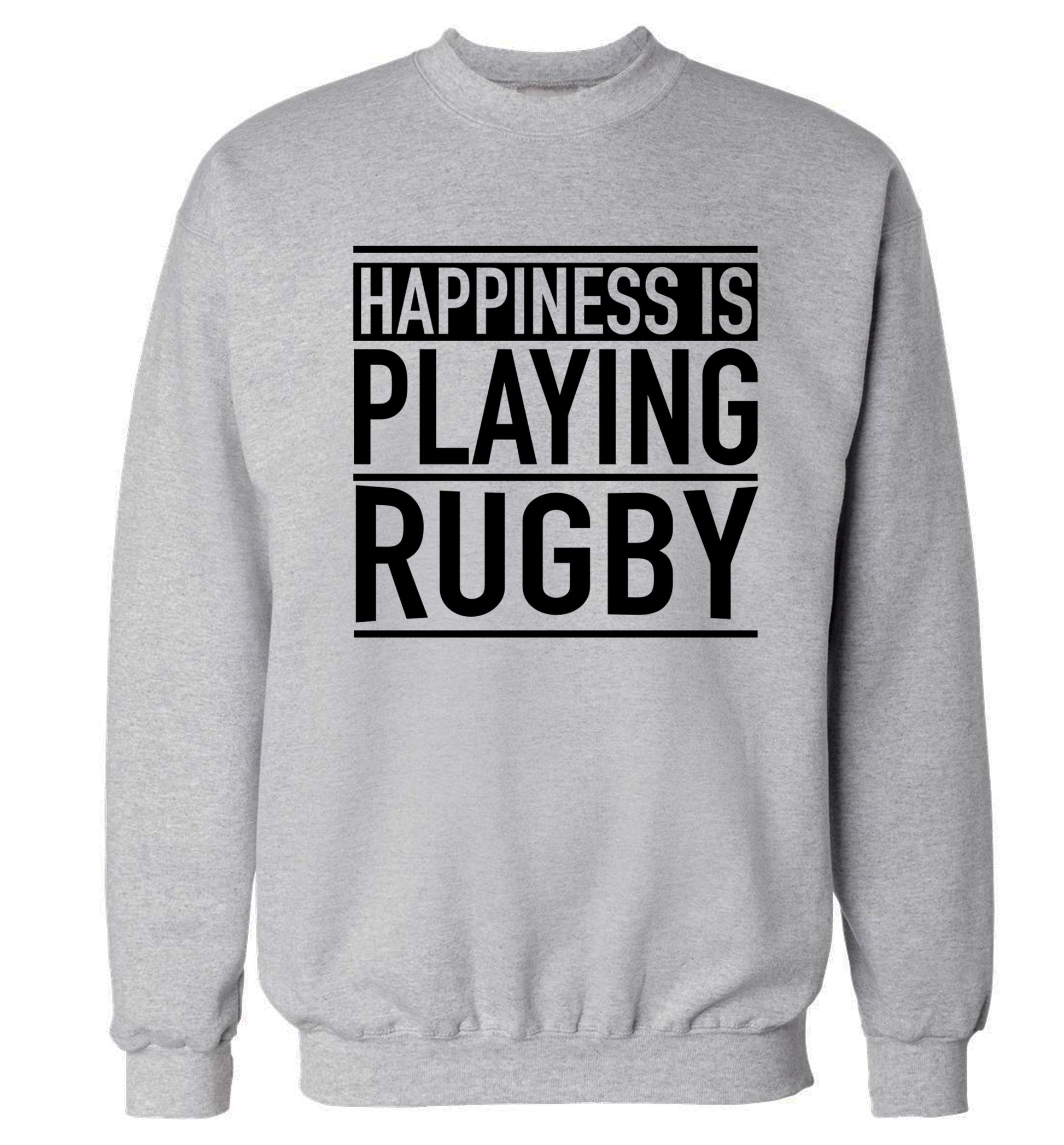 Happiness is playing rugby Adult's unisex grey Sweater 2XL