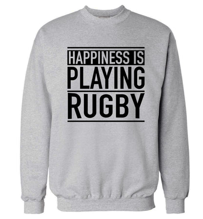 Happiness is playing rugby Adult's unisex grey Sweater 2XL
