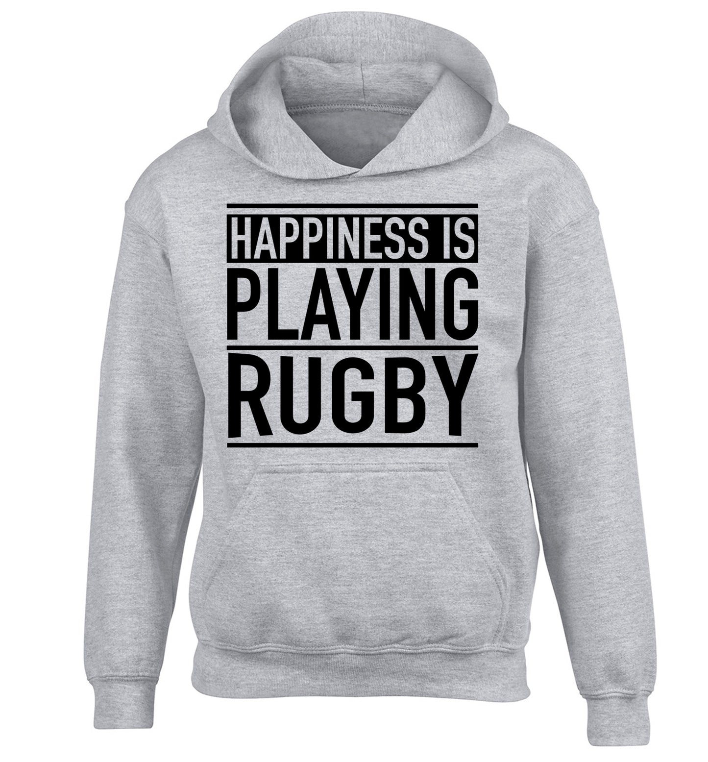 Happiness is playing rugby children's grey hoodie 12-13 Years