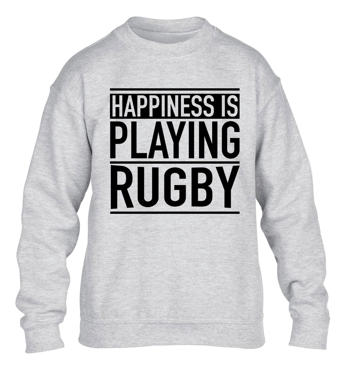 Happiness is playing rugby children's grey sweater 12-13 Years