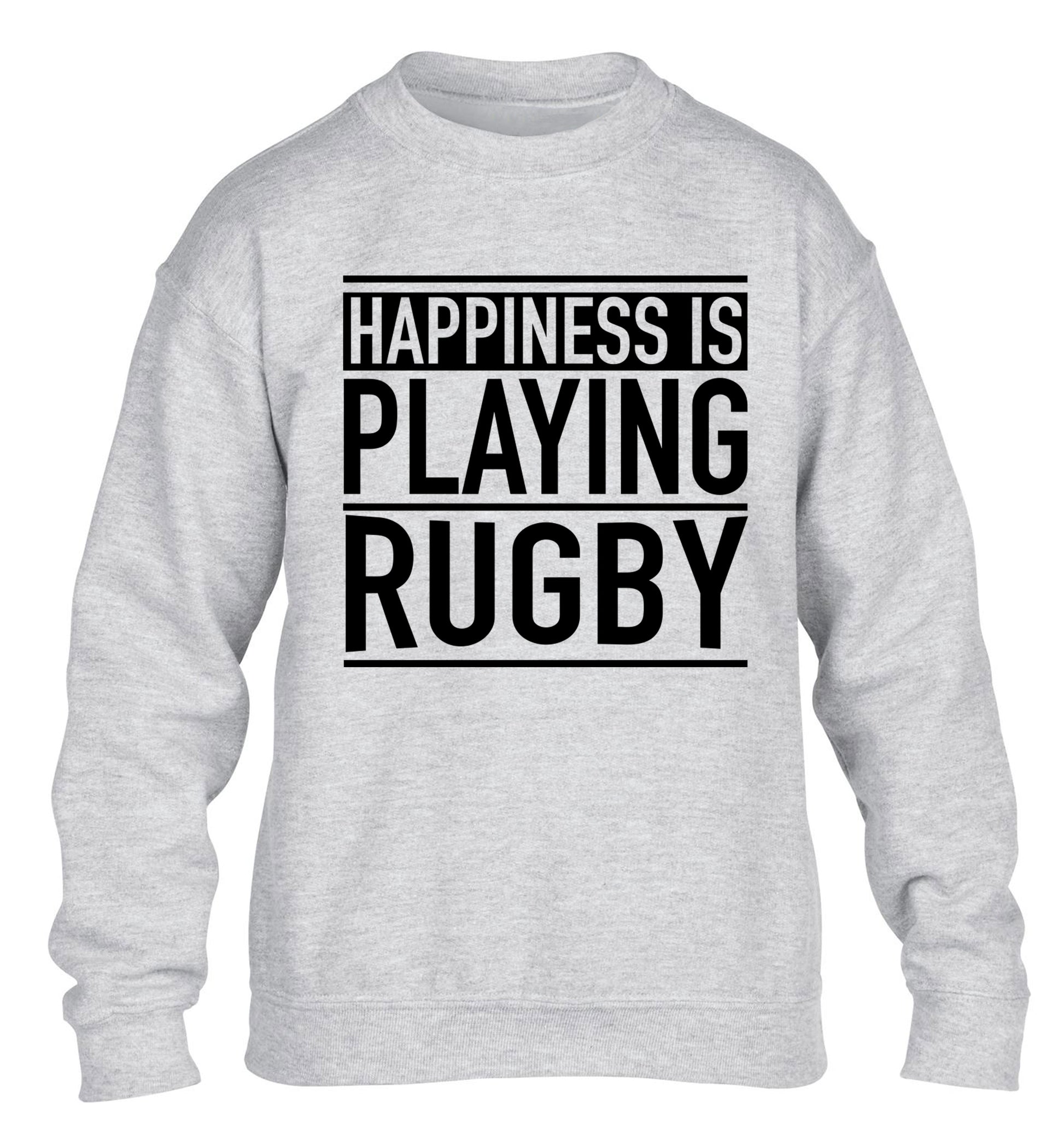 Happiness is playing rugby children's grey sweater 12-13 Years