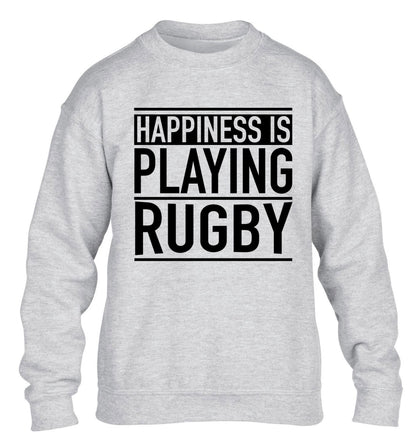 Happiness is playing rugby children's grey sweater 12-13 Years