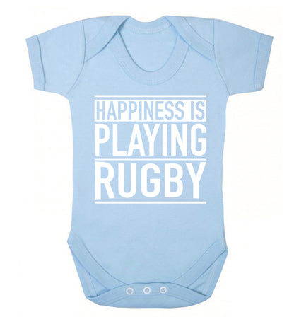 Happiness is playing rugby Baby Vest pale blue 18-24 months