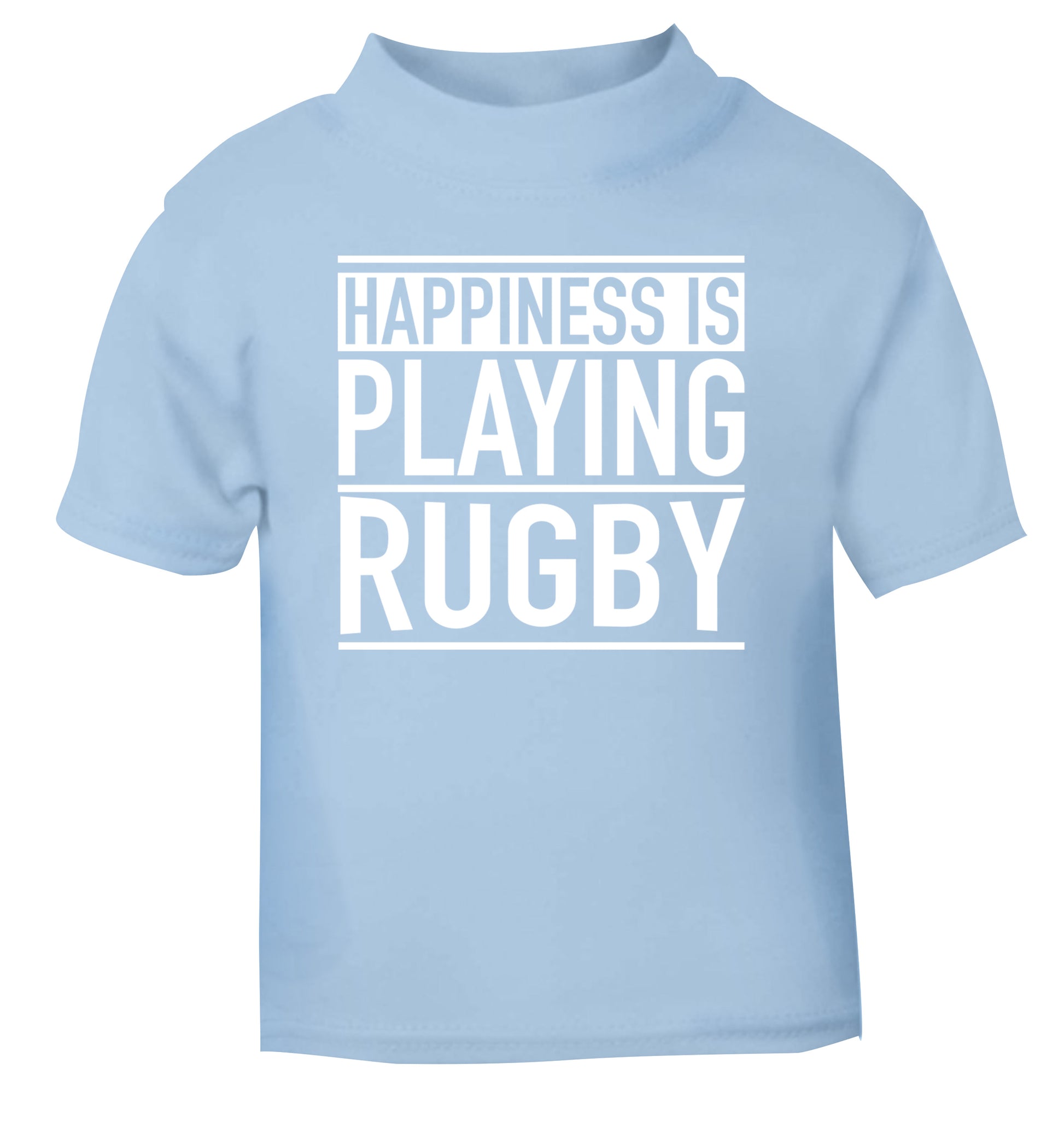 Happiness is playing rugby light blue Baby Toddler Tshirt 2 Years