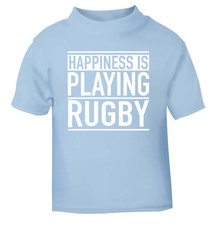 Happiness is playing rugby light blue Baby Toddler Tshirt 2 Years