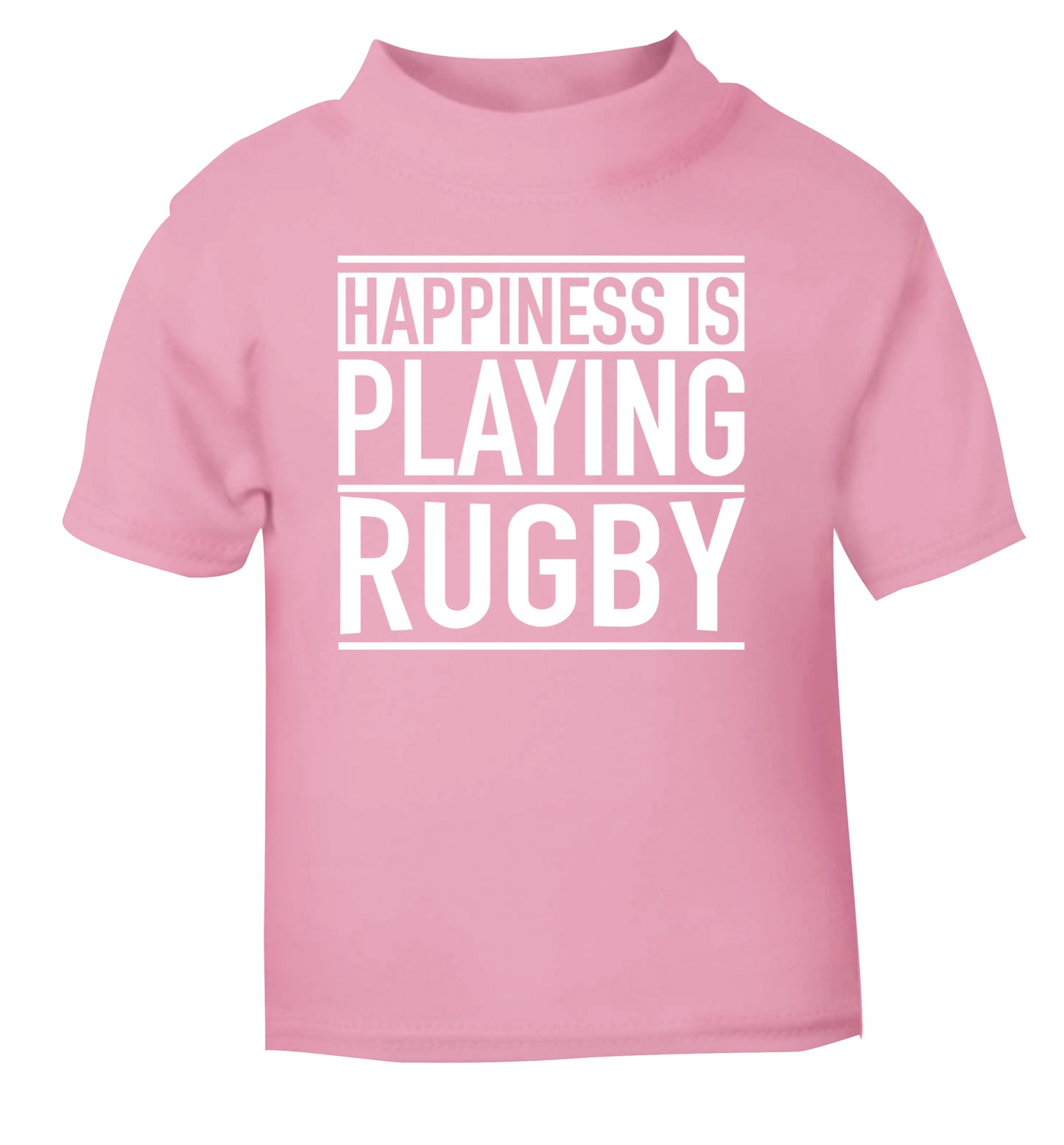 Happiness is playing rugby light pink Baby Toddler Tshirt 2 Years