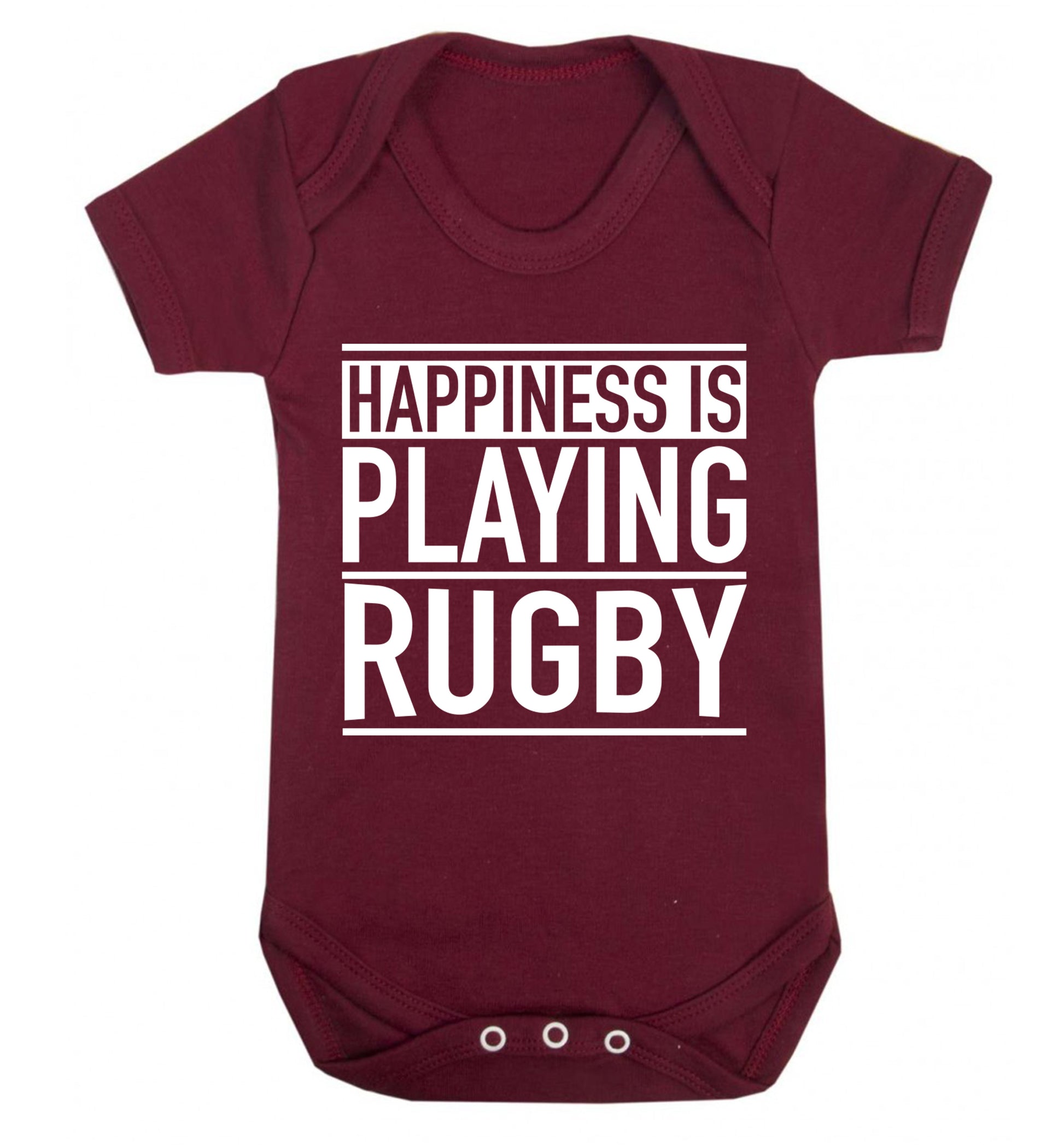 Happiness is playing rugby Baby Vest maroon 18-24 months