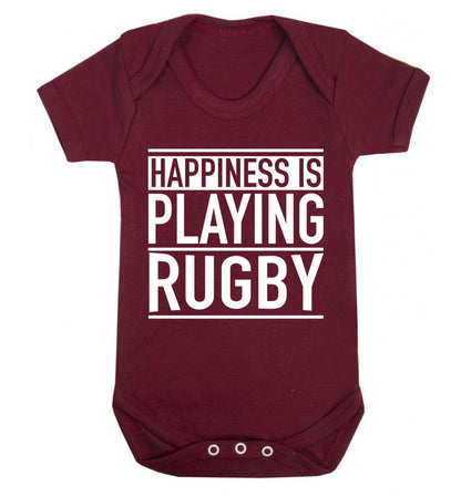 Happiness is playing rugby Baby Vest maroon 18-24 months