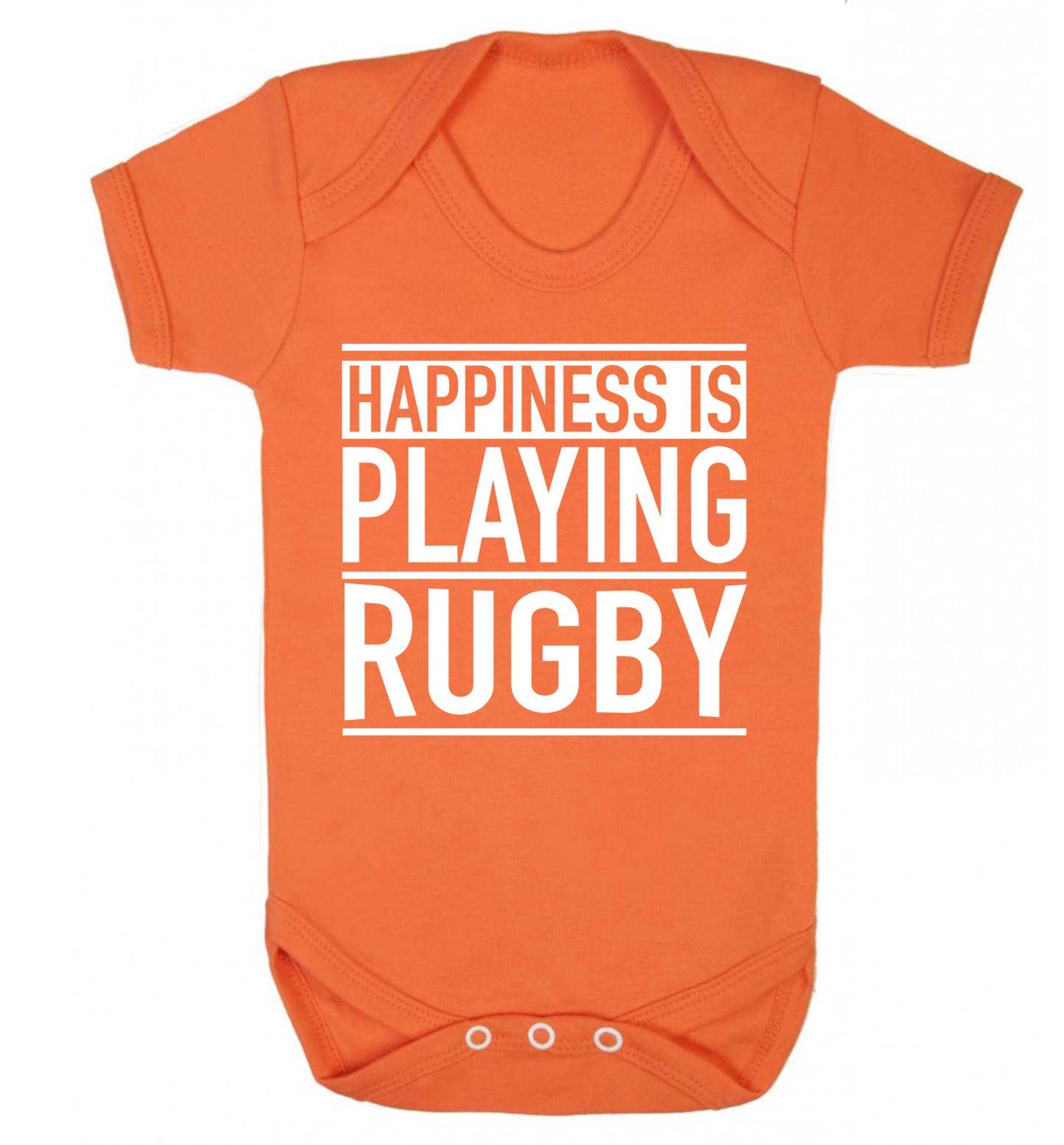 Happiness is playing rugby Baby Vest orange 18-24 months