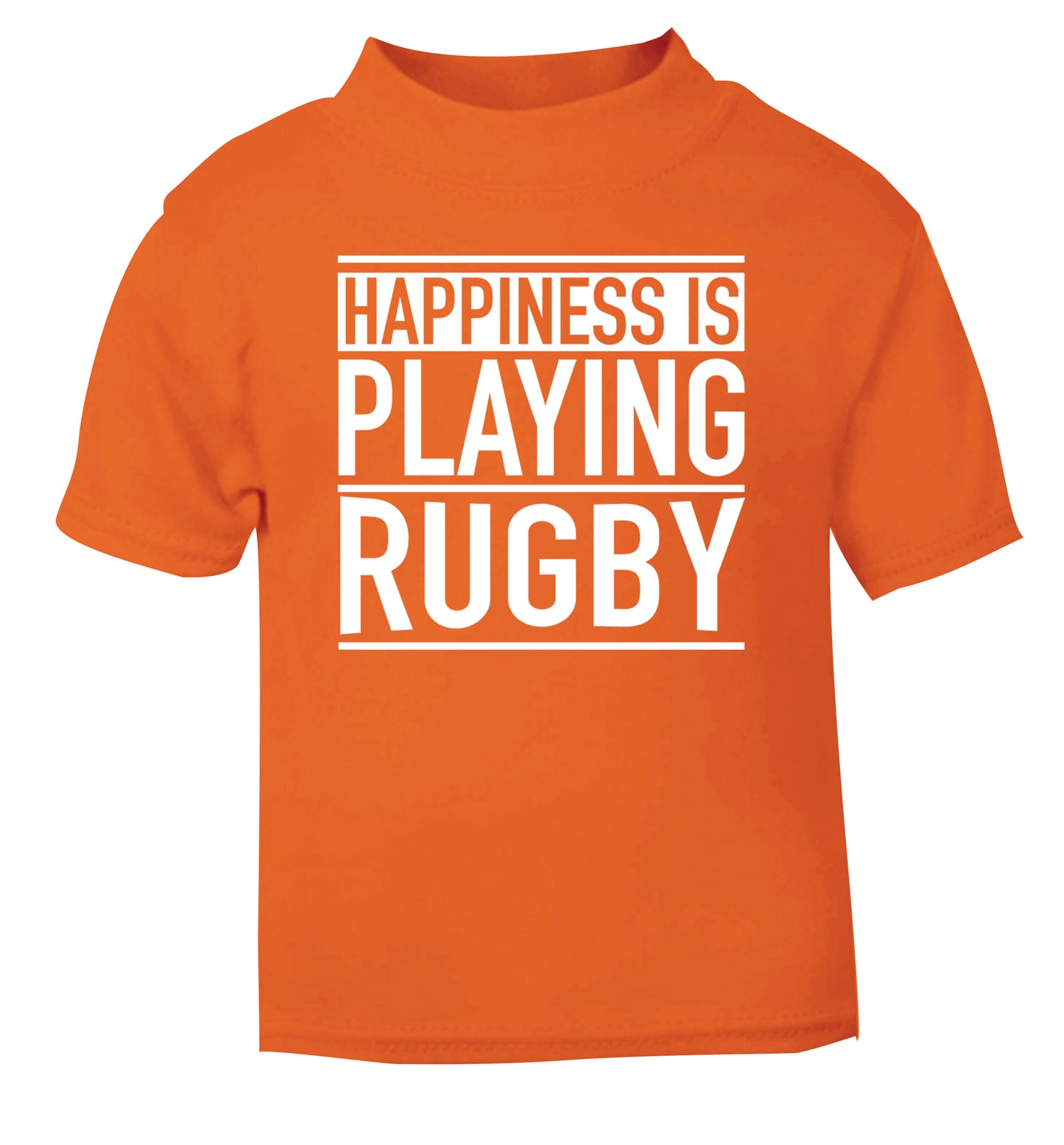 Happiness is playing rugby orange Baby Toddler Tshirt 2 Years