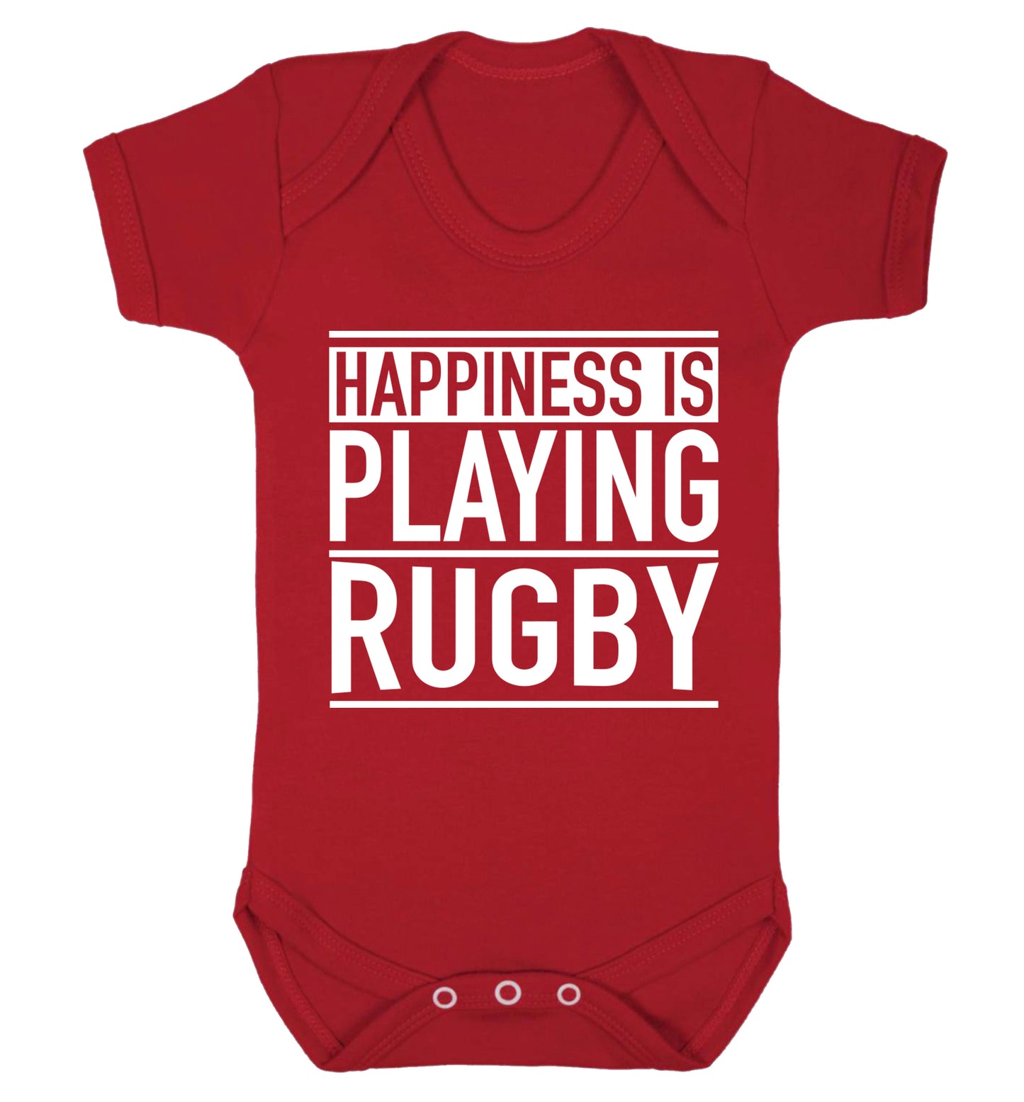Happiness is playing rugby Baby Vest red 18-24 months